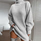🧶 Relaxed Shape, Polished Look | Women's Turtleneck Knit Sweater Dress