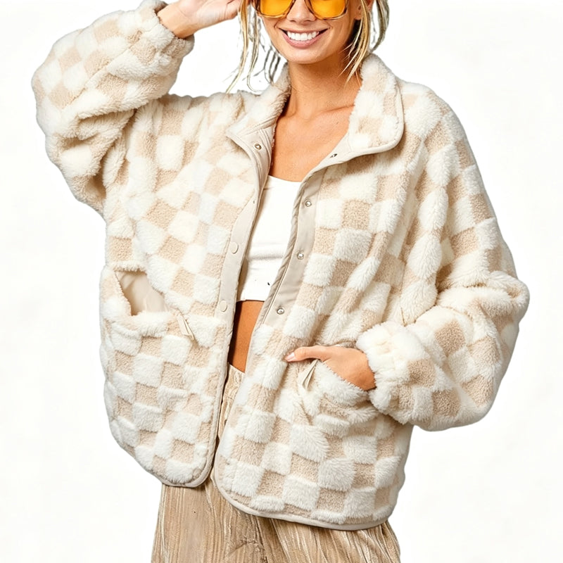 🏁 Classic Plaid, Modern Cropped Fit | Women's Relaxed Plaid Jacket⚡Free shipping