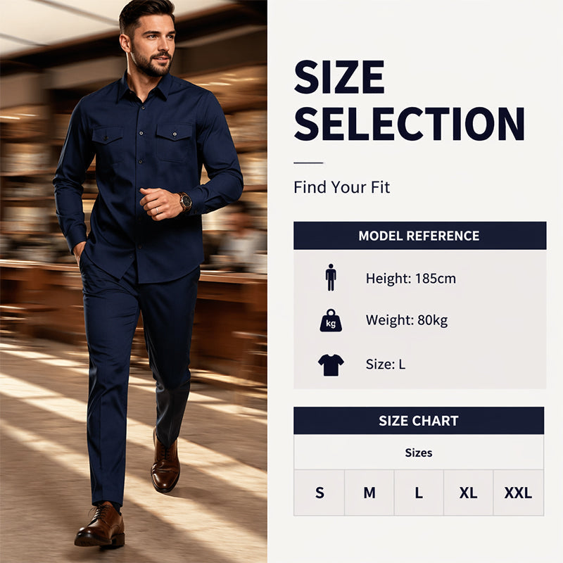 🎯 One Set, Instantly Put-Together | Men's Shirt & Pants 2-Piece Set