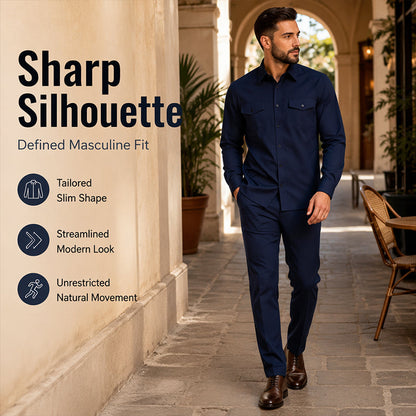 🎯 One Set, Instantly Put-Together | Men's Shirt & Pants 2-Piece Set