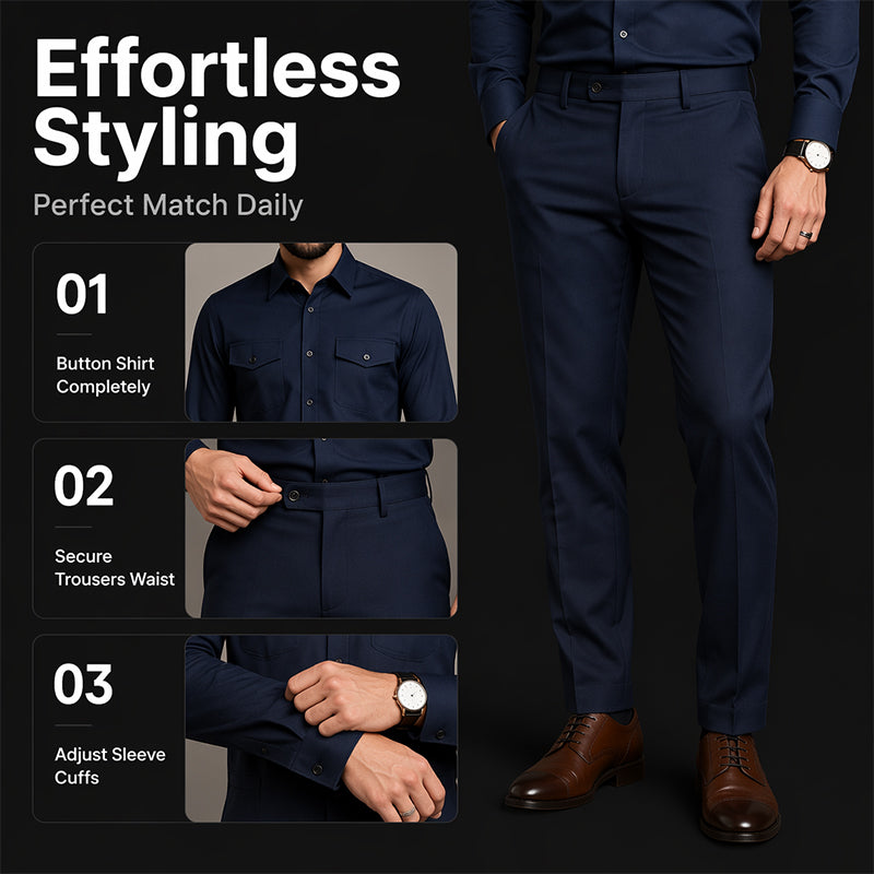 🎯 One Set, Instantly Put-Together | Men's Shirt & Pants 2-Piece Set