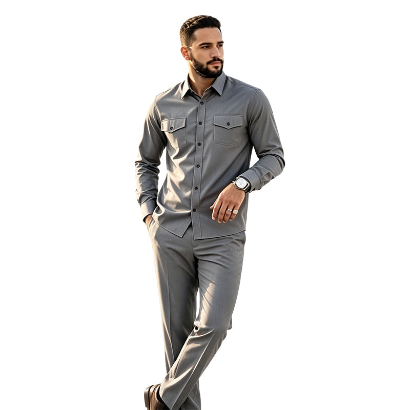 🎯 One Set, Instantly Put-Together | Men's Shirt & Pants 2-Piece Set