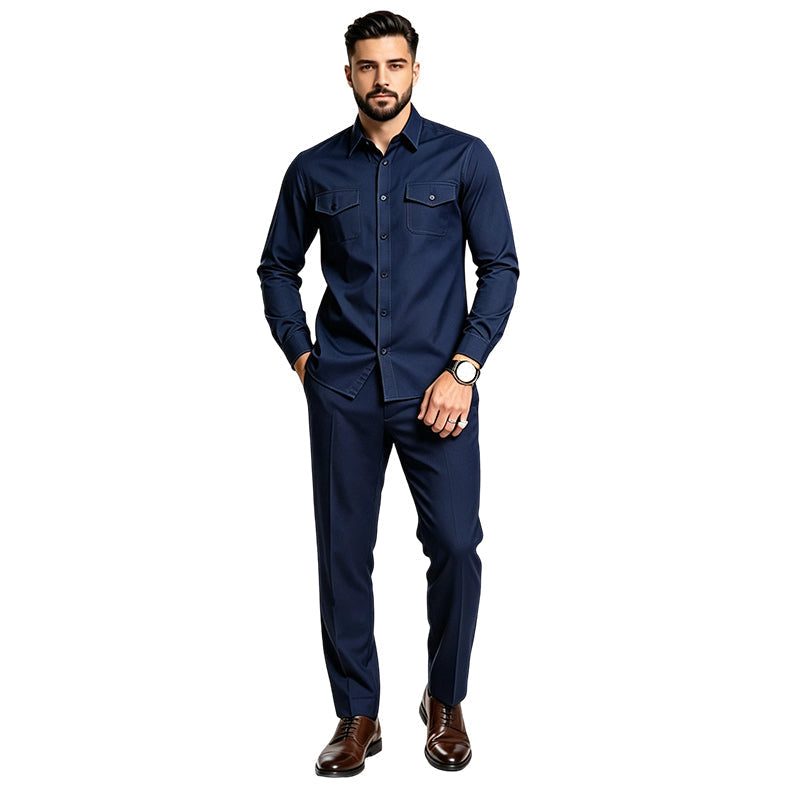 🎯 One Set, Instantly Put-Together | Men's Shirt & Pants 2-Piece Set