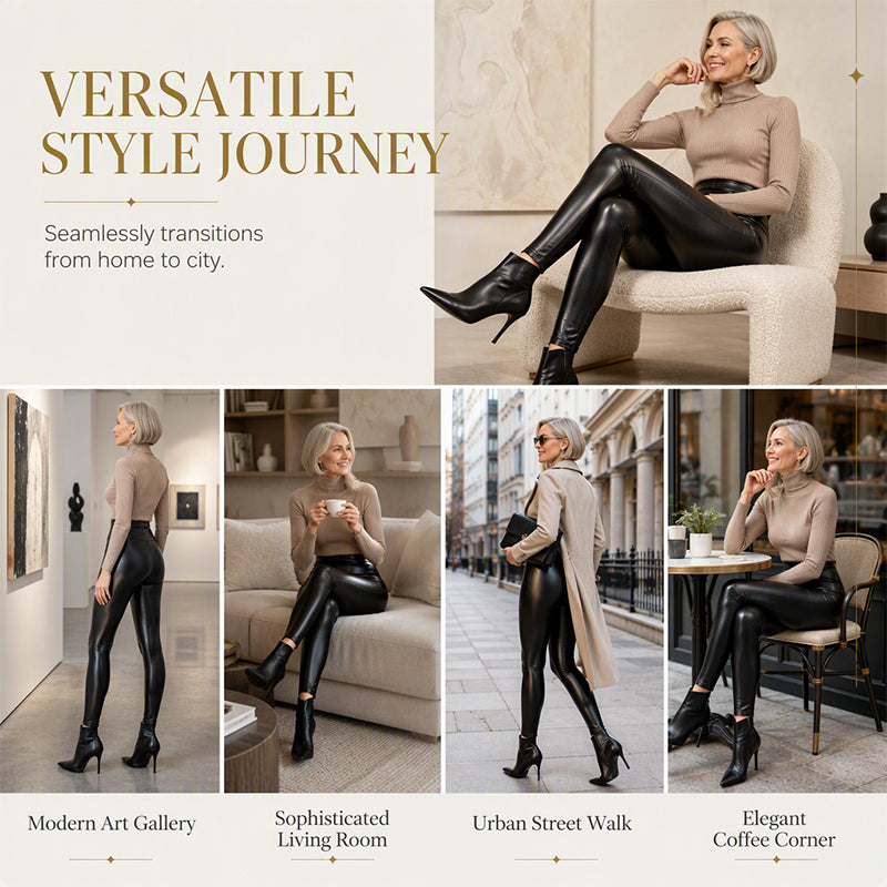 🖤Black Friday Sale:50% OFF🖤 Sleek Look, Flattering Fit | Women's High-Waist PU Leather Leggings