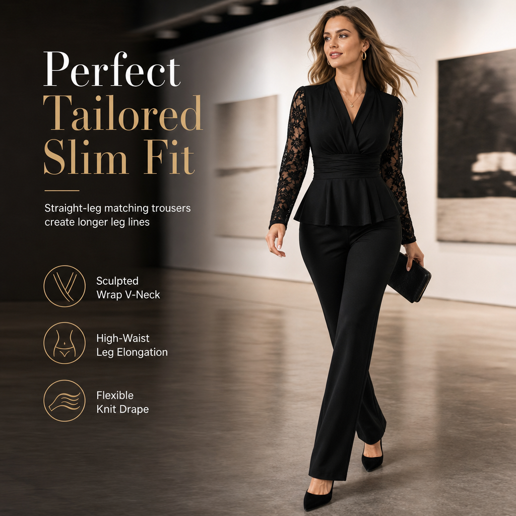 🖤Black Friday Sale:50% OFF🖤✨ Women's Chic Two-Piece Pants Set – Elegant Style & Flattering Fit 🤍