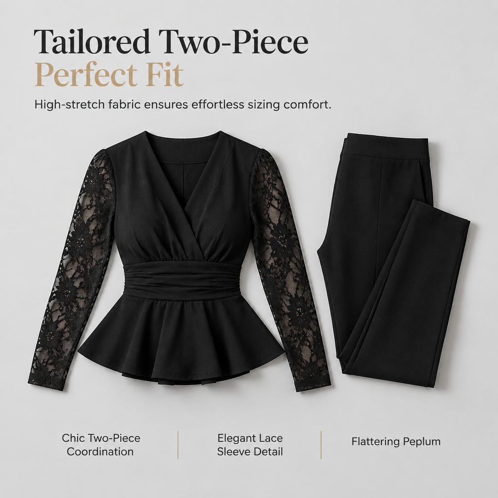 🖤Black Friday Sale:50% OFF🖤✨ Women's Chic Two-Piece Pants Set – Elegant Style & Flattering Fit 🤍