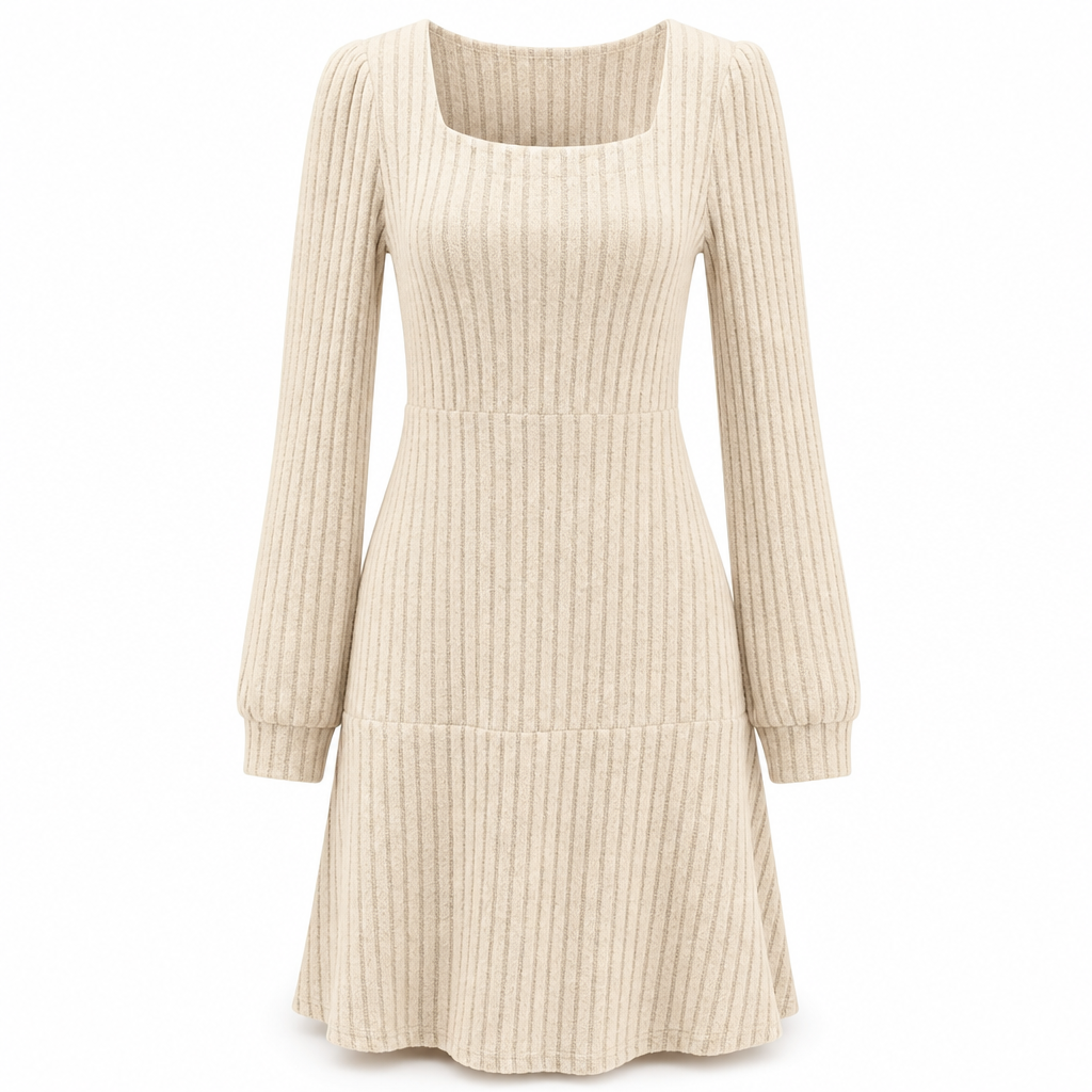 Women's Square Neck Babydoll Dress with Pockets