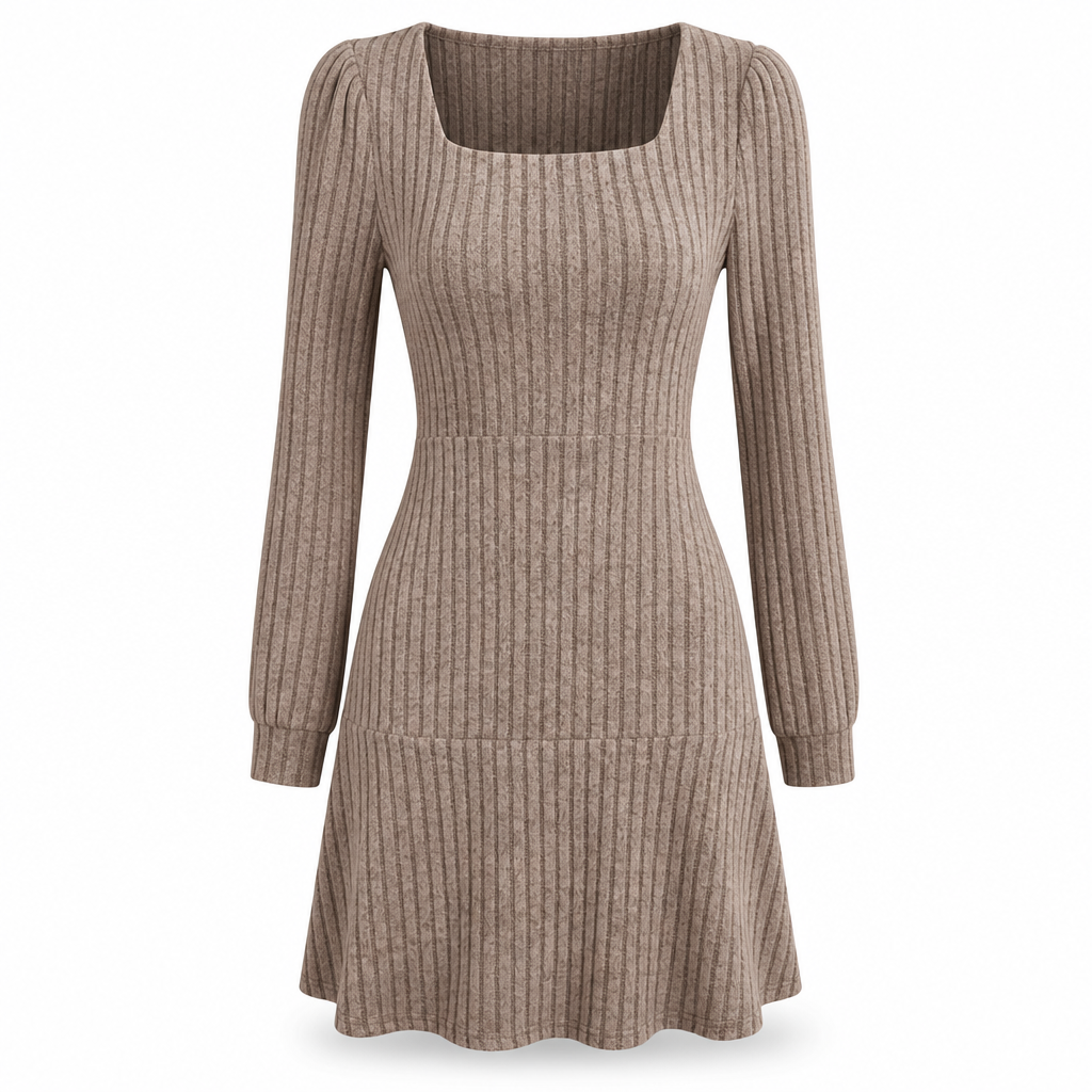 Women's Square Neck Babydoll Dress with Pockets