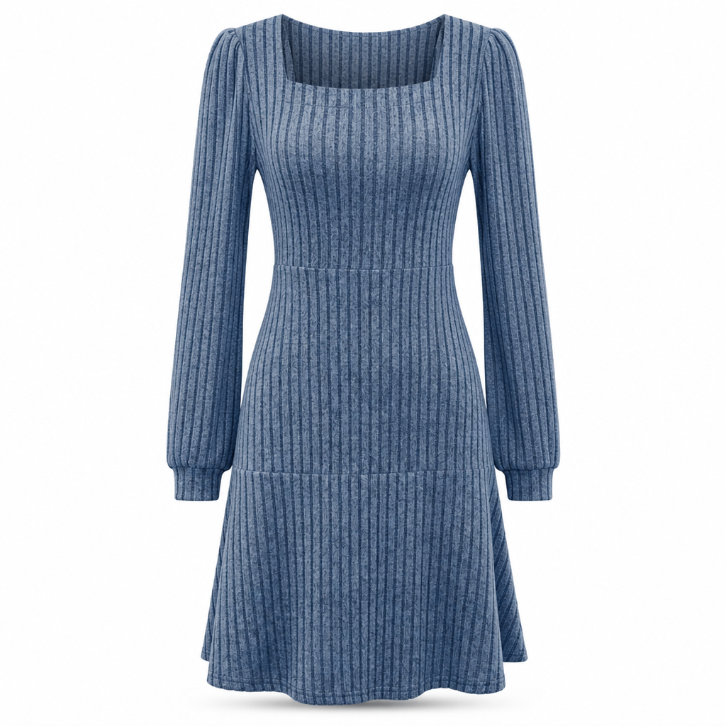 Women's Square Neck Babydoll Dress with Pockets