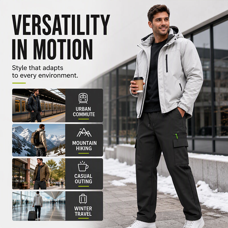 Conquer Cold Days in Comfort — Men's Winter Windproof Thermal-Lined Cargo Pants with Reinforced Stitching, Practical Utility Pockets & a Sleek Outdoor Fit