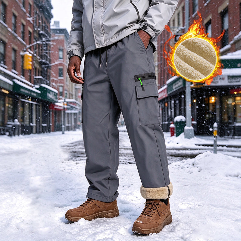 Conquer Cold Days in Comfort — Men's Winter Windproof Thermal-Lined Cargo Pants with Reinforced Stitching, Practical Utility Pockets & a Sleek Outdoor Fit