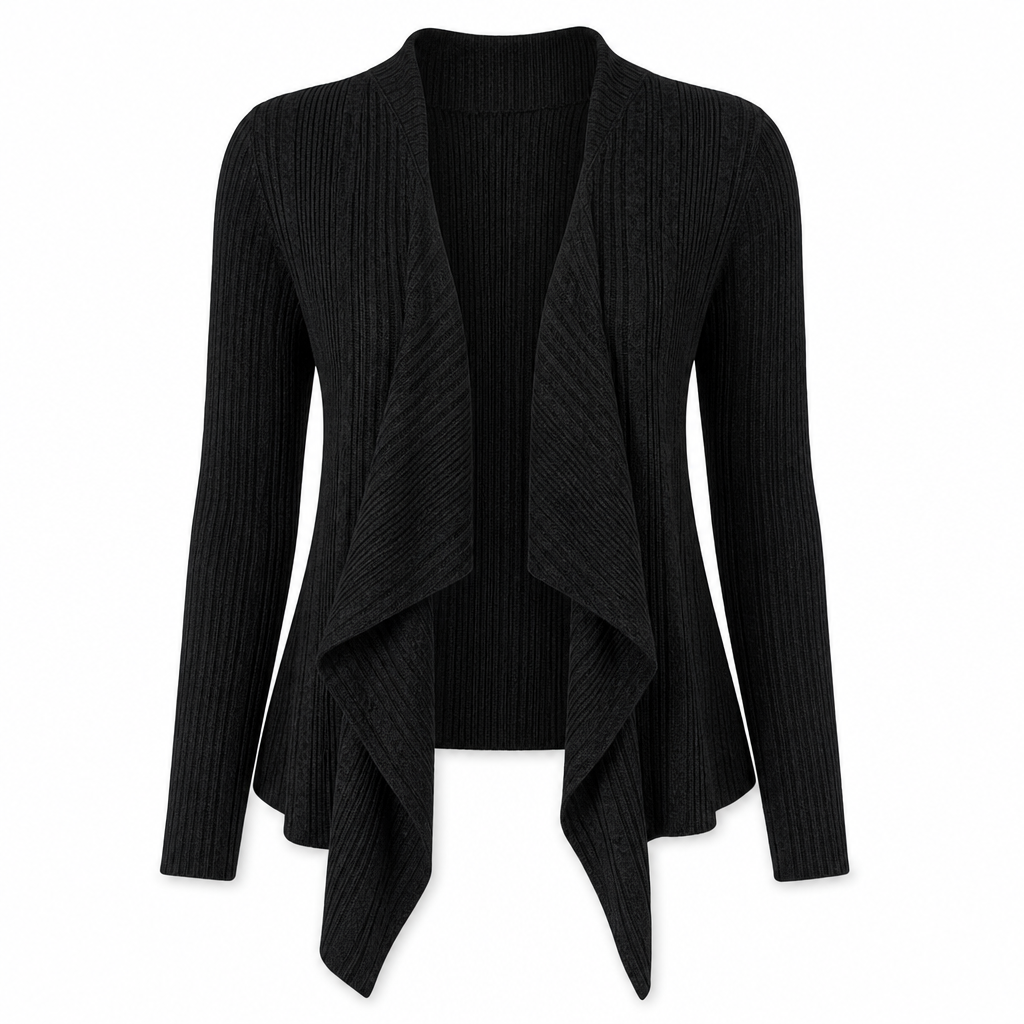 Women’s Cascading Open Front Ribbed Knit Cardigan – Your Go-To Lightweight Layer For All Occasions