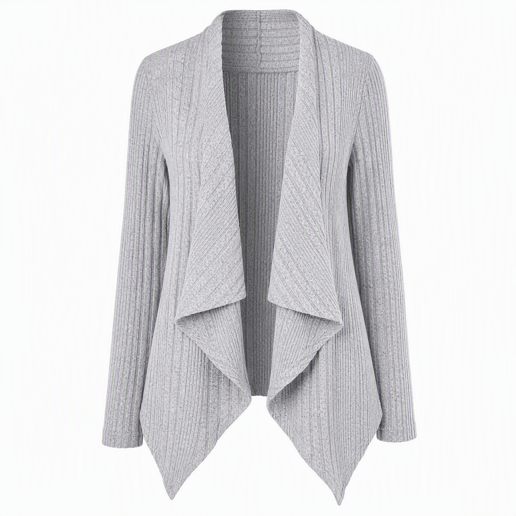 Women’s Cascading Open Front Ribbed Knit Cardigan – Your Go-To Lightweight Layer For All Occasions