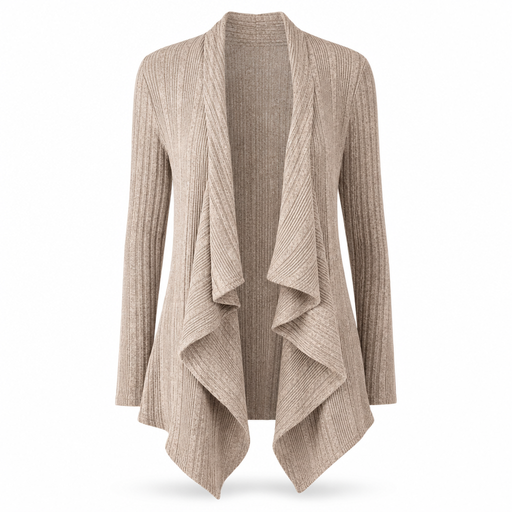 Women’s Cascading Open Front Ribbed Knit Cardigan – Your Go-To Lightweight Layer For All Occasions