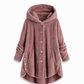 Women's Winter Solid Color Asymmetrical Button Plush Fuzzy Fleece Coat