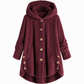 Women's Winter Solid Color Asymmetrical Button Plush Fuzzy Fleece Coat