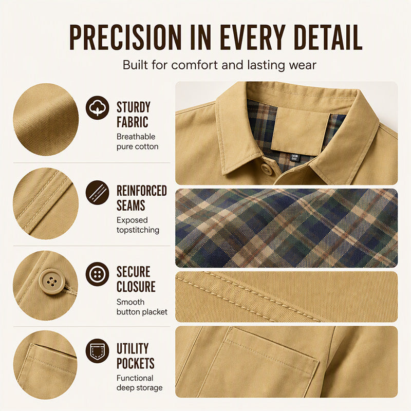 Men's Casual Lapel Jacket with Plaid Lining