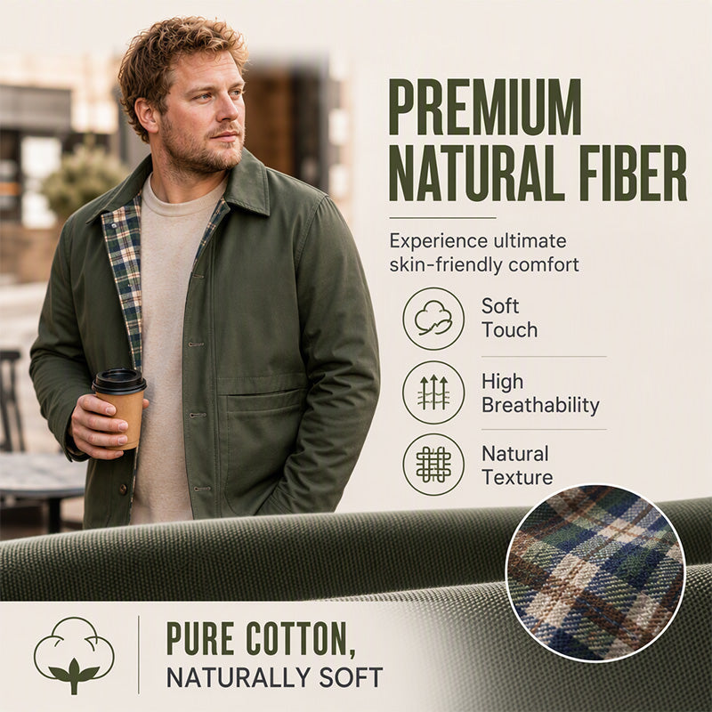 Men's Casual Lapel Jacket with Plaid Lining