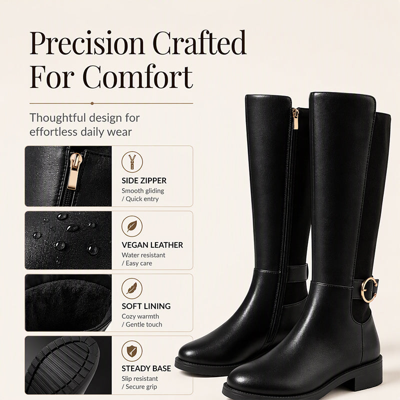 Women's Knee-High Boots with Side Zipper