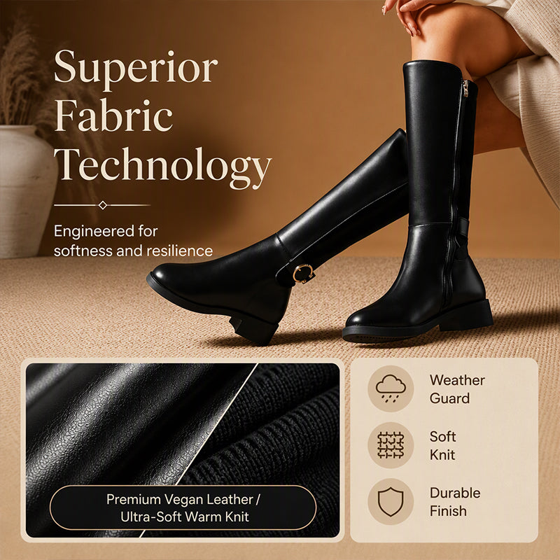 Women's Knee-High Boots with Side Zipper