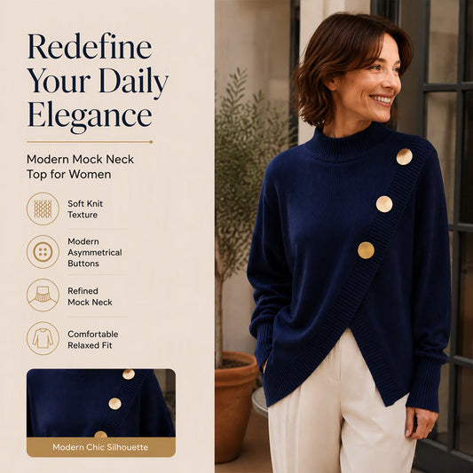 A Beautifully Draped Mock-Neck Sweater for Everyday Elegance