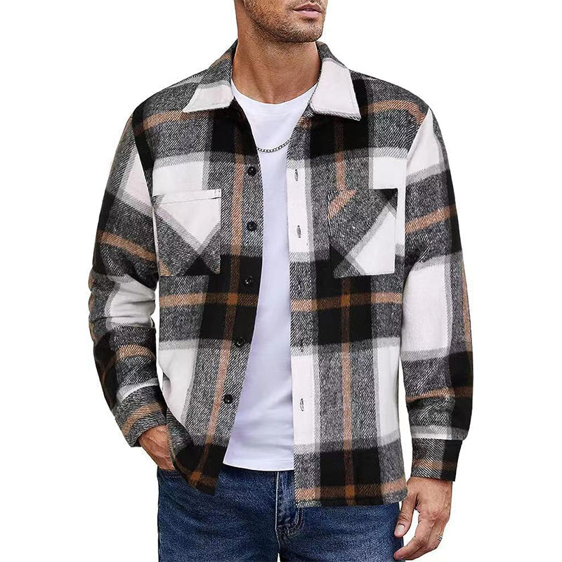 Men’s Heavyweight Brushed Flannel Plaid Overshirt Jacket – Soft Lined, Functional Pockets For Cool Weather Days