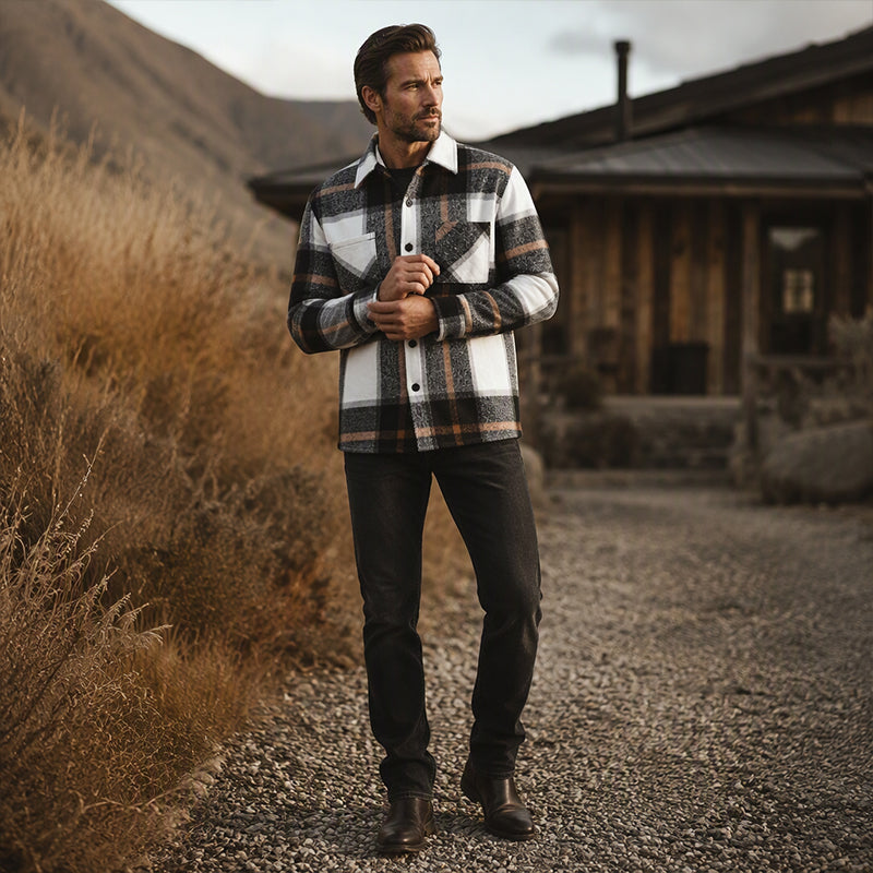 Men’s Heavyweight Brushed Flannel Plaid Overshirt Jacket – Soft Lined, Functional Pockets For Cool Weather Days