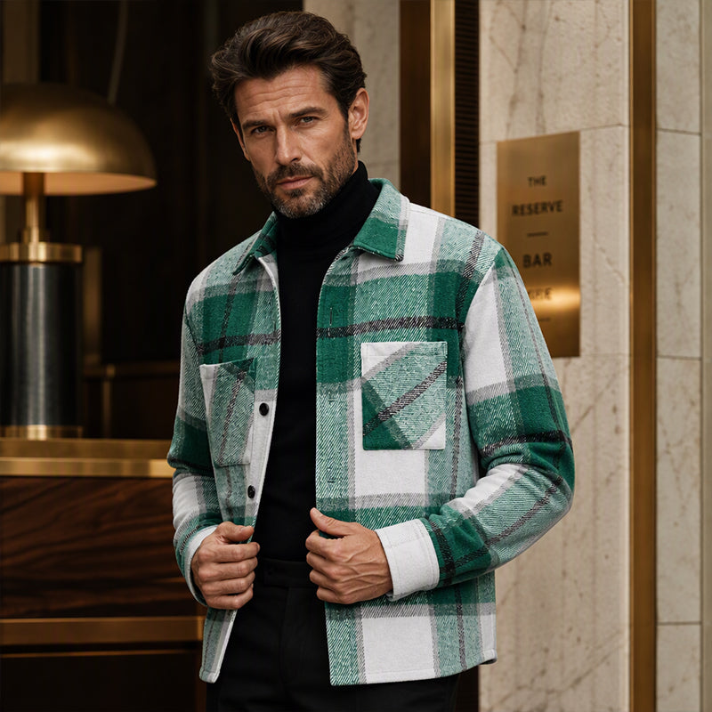 Men’s Heavyweight Brushed Flannel Plaid Overshirt Jacket – Soft Lined, Functional Pockets For Cool Weather Days