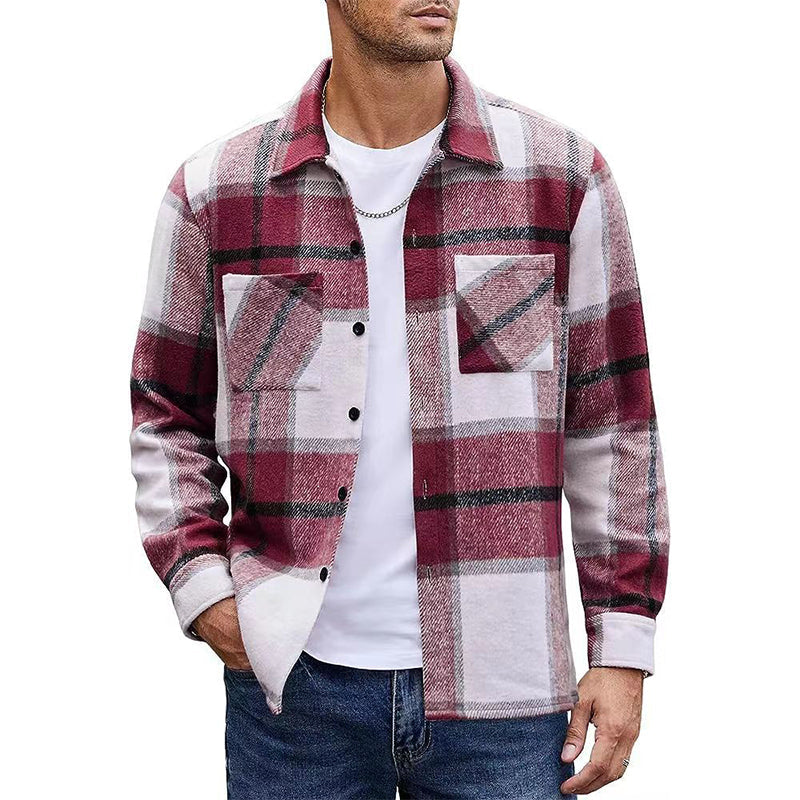 Men’s Heavyweight Brushed Flannel Plaid Overshirt Jacket – Soft Lined, Functional Pockets For Cool Weather Days