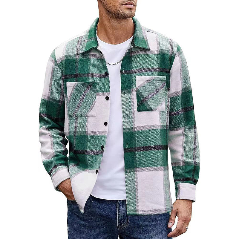 Men’s Heavyweight Brushed Flannel Plaid Overshirt Jacket – Soft Lined, Functional Pockets For Cool Weather Days
