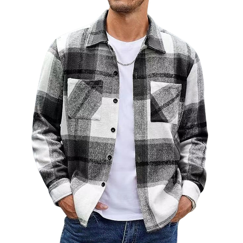 Men’s Heavyweight Brushed Flannel Plaid Overshirt Jacket – Soft Lined, Functional Pockets For Cool Weather Days