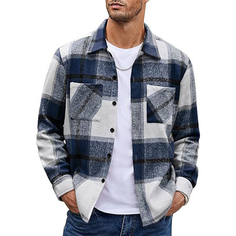 Men’s Heavyweight Brushed Flannel Plaid Overshirt Jacket – Soft Lined, Functional Pockets For Cool Weather Days