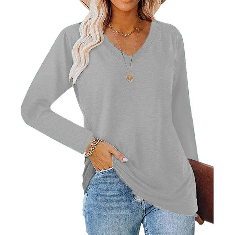 Women's Casual V-Neck Long Sleeve Top