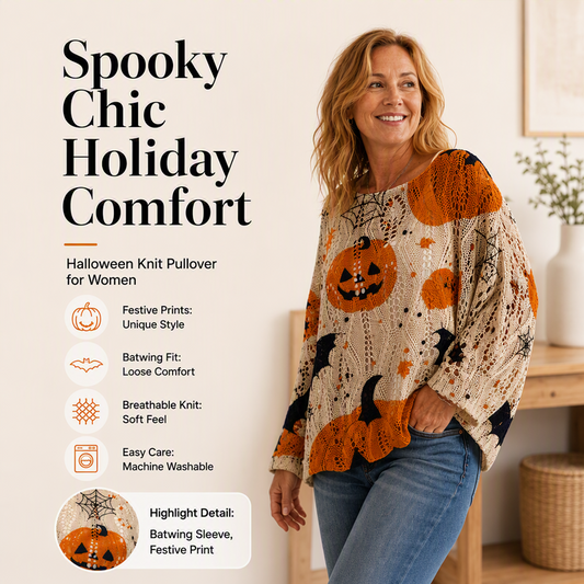Spooky Season, But Make It Cute! Women's Halloween Pumpkin Crochet Knit Top with Charming Fall-Inspired Details for Festive Outfits and Everyday Autumn Style