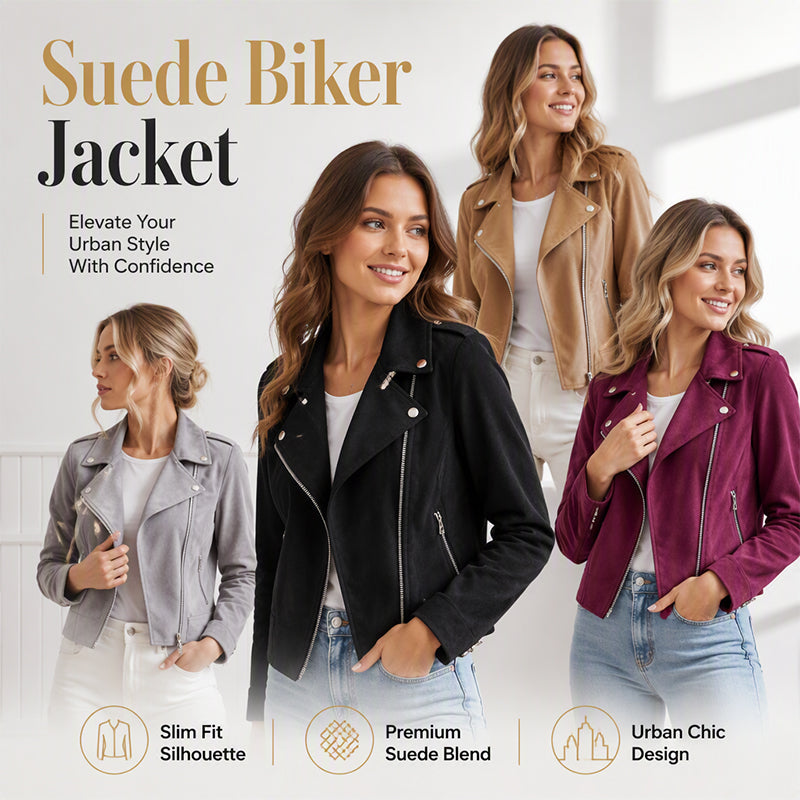 A Slim-Fit Suede-Look Biker Jacket That Adds Just the Right Amount of Edge to Your Everyday Style