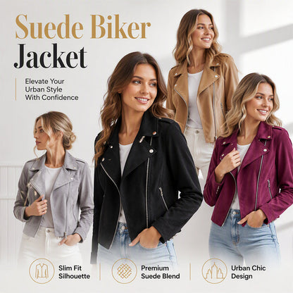 A Slim-Fit Suede-Look Biker Jacket That Adds Just the Right Amount of Edge to Your Everyday Style