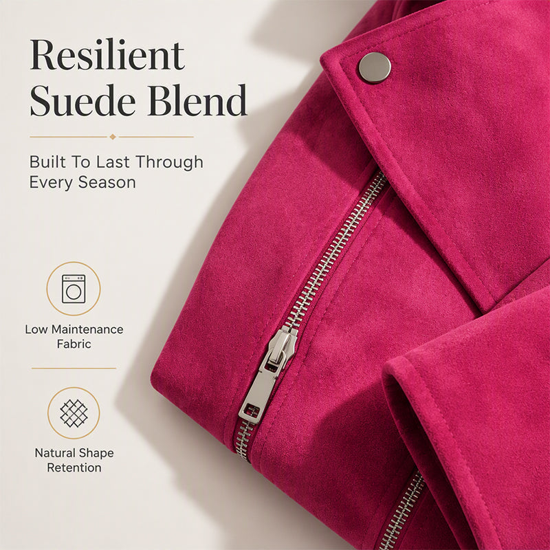 A Slim-Fit Suede-Look Biker Jacket That Adds Just the Right Amount of Edge to Your Everyday Style