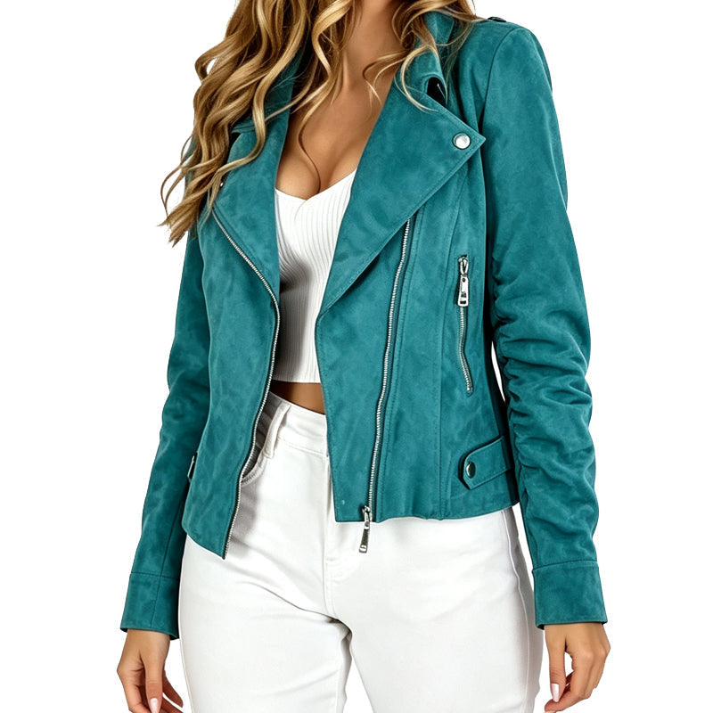 A Slim-Fit Suede-Look Biker Jacket That Adds Just the Right Amount of Edge to Your Everyday Style