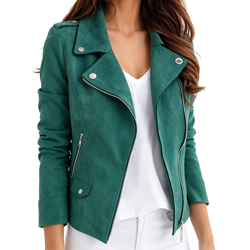 A Slim-Fit Suede-Look Biker Jacket That Adds Just the Right Amount of Edge to Your Everyday Style