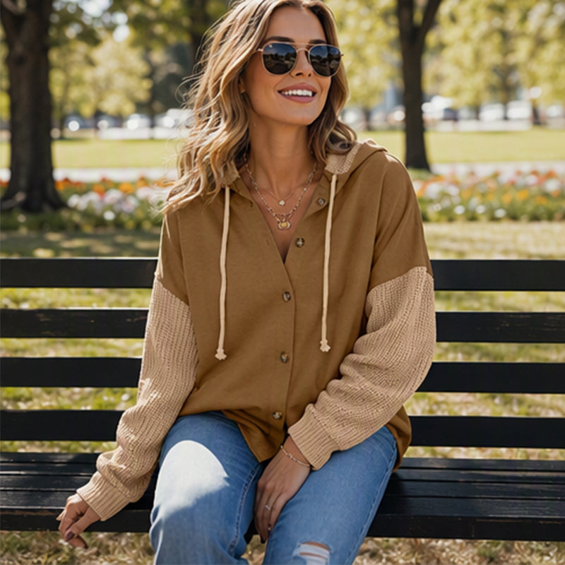 More Than Just a Casual Jacket — A Stylish Women's Patchwork Hooded Jacket That Adds Character and Charm to Your Everyday Outfits