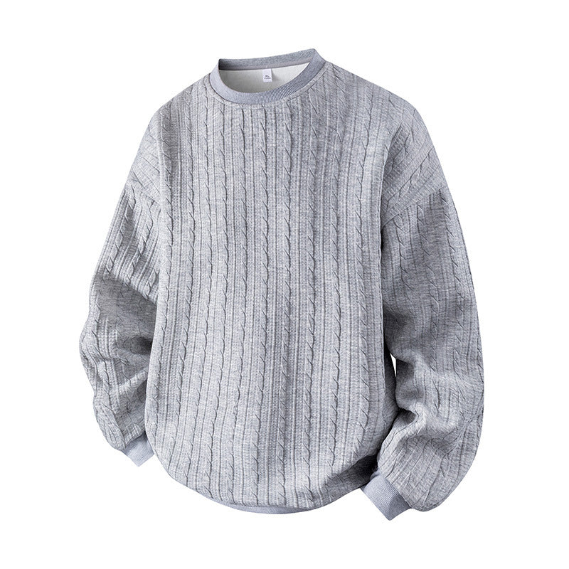🖤Black Friday Sale:50% OFF🖤Men's Cable Knit Crewneck Sweatshirt, Vintage Textured Cable Knit Pullover, Relaxed Fit Breathable Sweater For Men Daily Casual Wear