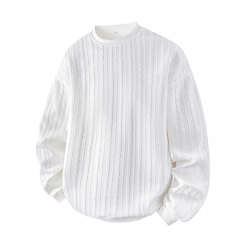 🖤Black Friday Sale:50% OFF🖤Men's Cable Knit Crewneck Sweatshirt, Vintage Textured Cable Knit Pullover, Relaxed Fit Breathable Sweater For Men Daily Casual Wear