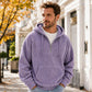 Not Your Ordinary Hoodie — A Stylish Half-Zip Corduroy Hooded Pullover with Rich Texture, Classic Casual Charm, and a Fresh Everyday Look