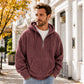 Not Your Ordinary Hoodie — A Stylish Half-Zip Corduroy Hooded Pullover with Rich Texture, Classic Casual Charm, and a Fresh Everyday Look