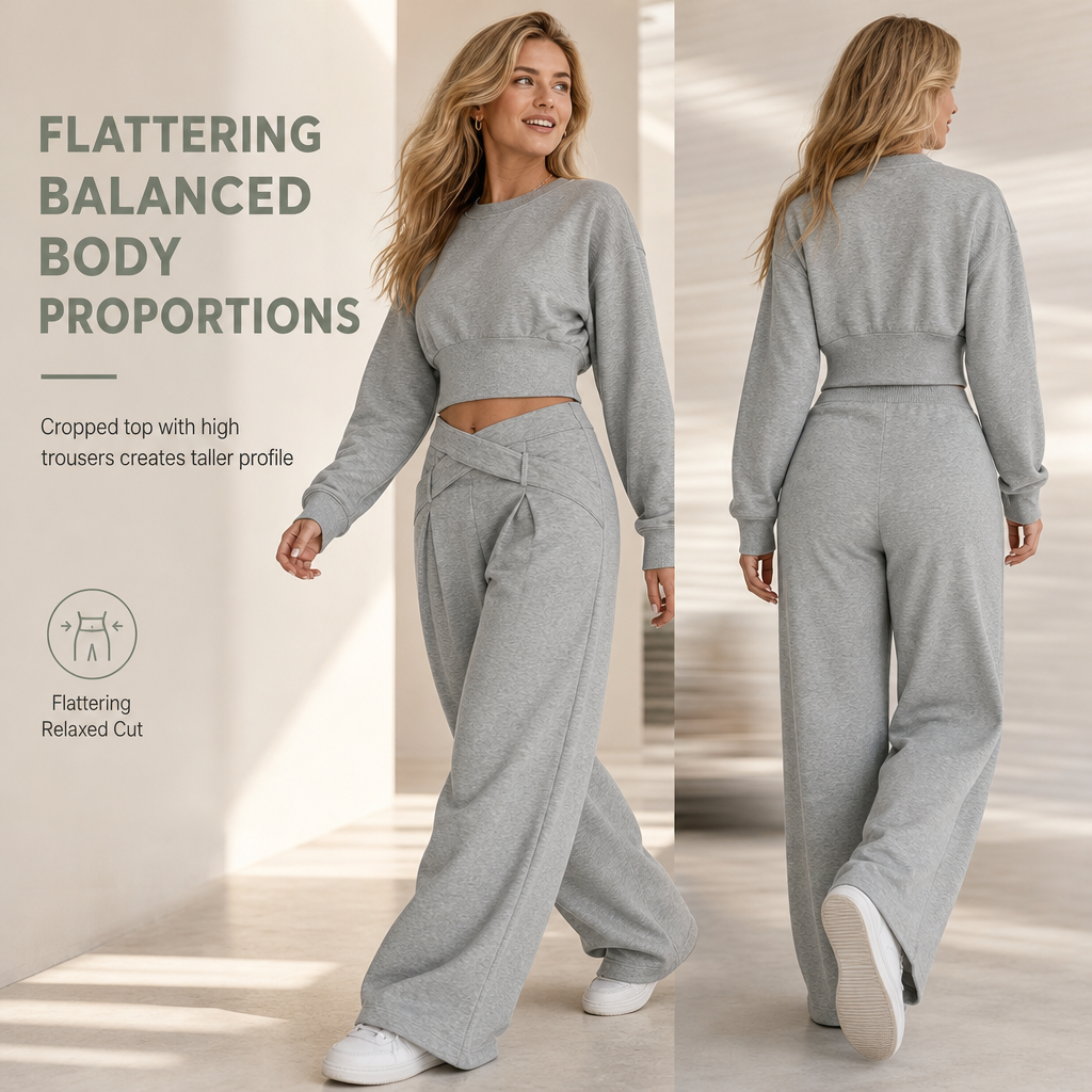 Who Says Comfortable Can't Be Stylish? This Soft Knit Two-Piece Set Pairs a Relaxed Long-Sleeve Top with Beautifully Flowing Wide-Leg Pants