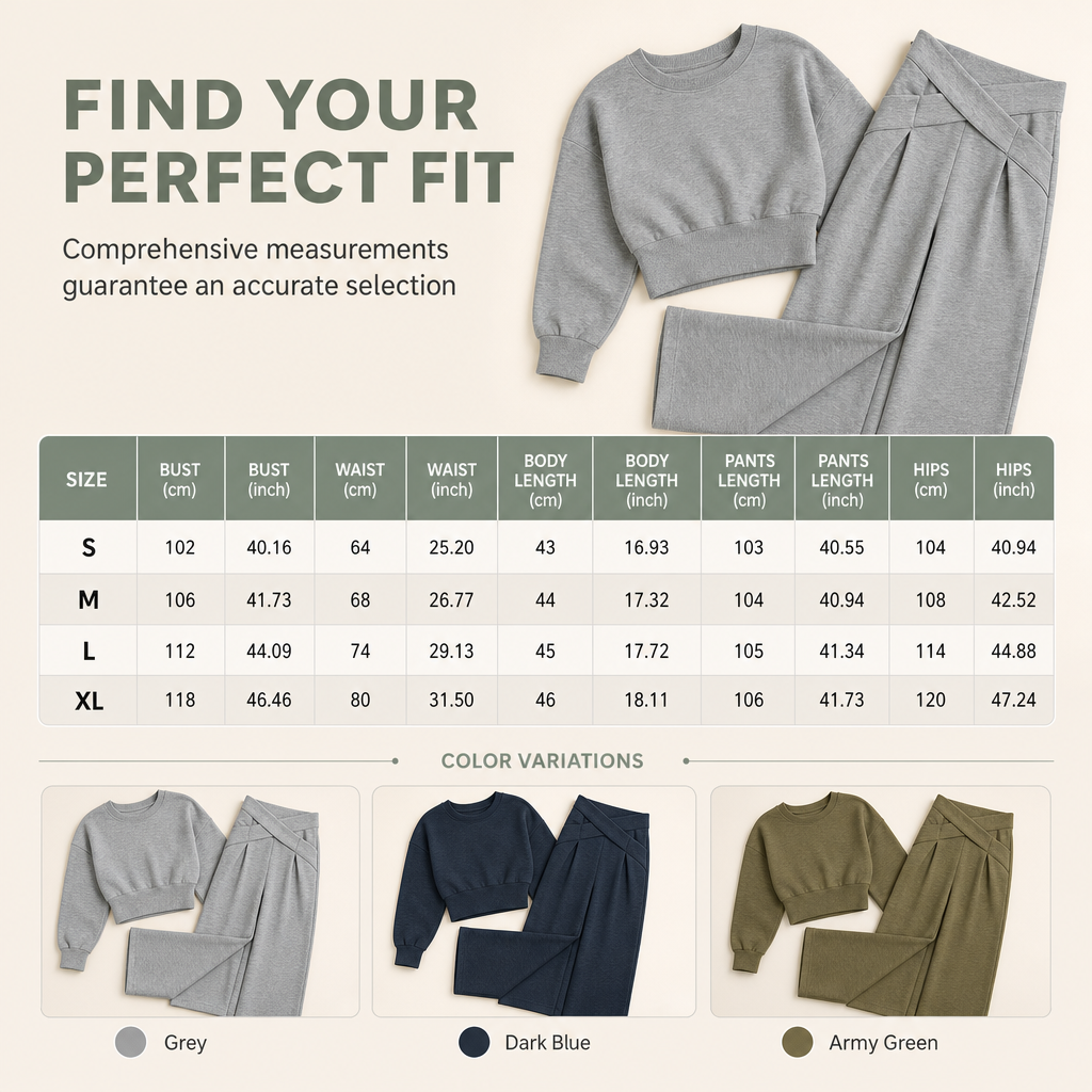 Who Says Comfortable Can't Be Stylish? This Soft Knit Two-Piece Set Pairs a Relaxed Long-Sleeve Top with Beautifully Flowing Wide-Leg Pants