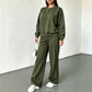 Women’s Crewneck Sweatshirt And Wide Leg Sweatpants Lounge Set, Soft Premium Knit Matching Outfit For Relaxed Home Days & Casual Outingss