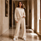 Women’s Crewneck Sweatshirt And Wide Leg Sweatpants Lounge Set, Soft Premium Knit Matching Outfit For Relaxed Home Days & Casual Outingss