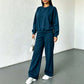 Women’s Crewneck Sweatshirt And Wide Leg Sweatpants Lounge Set, Soft Premium Knit Matching Outfit For Relaxed Home Days & Casual Outingss