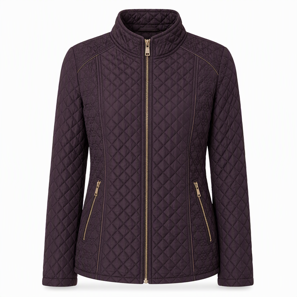 Lightweight Warmth, Beautiful Everyday Style — Women's Quilted Padded Zip-Up Jacket with a Chic Stand Collar, Classic Stitching, and a Flattering Casual Silhouette for Cooler Days